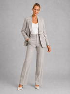 Women’s Tailored Blazer & High-Waist Trousers Set — Grey