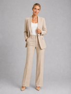 Women’s Tailored Blazer & High-Waist Trousers Set — Beige