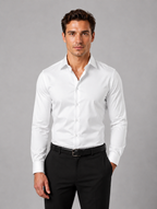 Men's Slim Fit Dress Shirt – Long Sleeve Smart Formal Shirt — White
