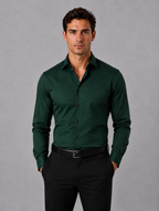 Men's Slim Fit Dress Shirt – Long Sleeve Smart Formal Shirt — Dark Green