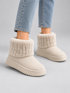 Women’s Faux Fur Ankle Boots – Warm Fleece Lined Winter Shoes — model-worn studio view