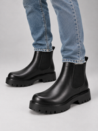 Men’s Chunky Chelsea Boots – Slip-On Thick Sole Smart Casual Shoes — model-worn studio view