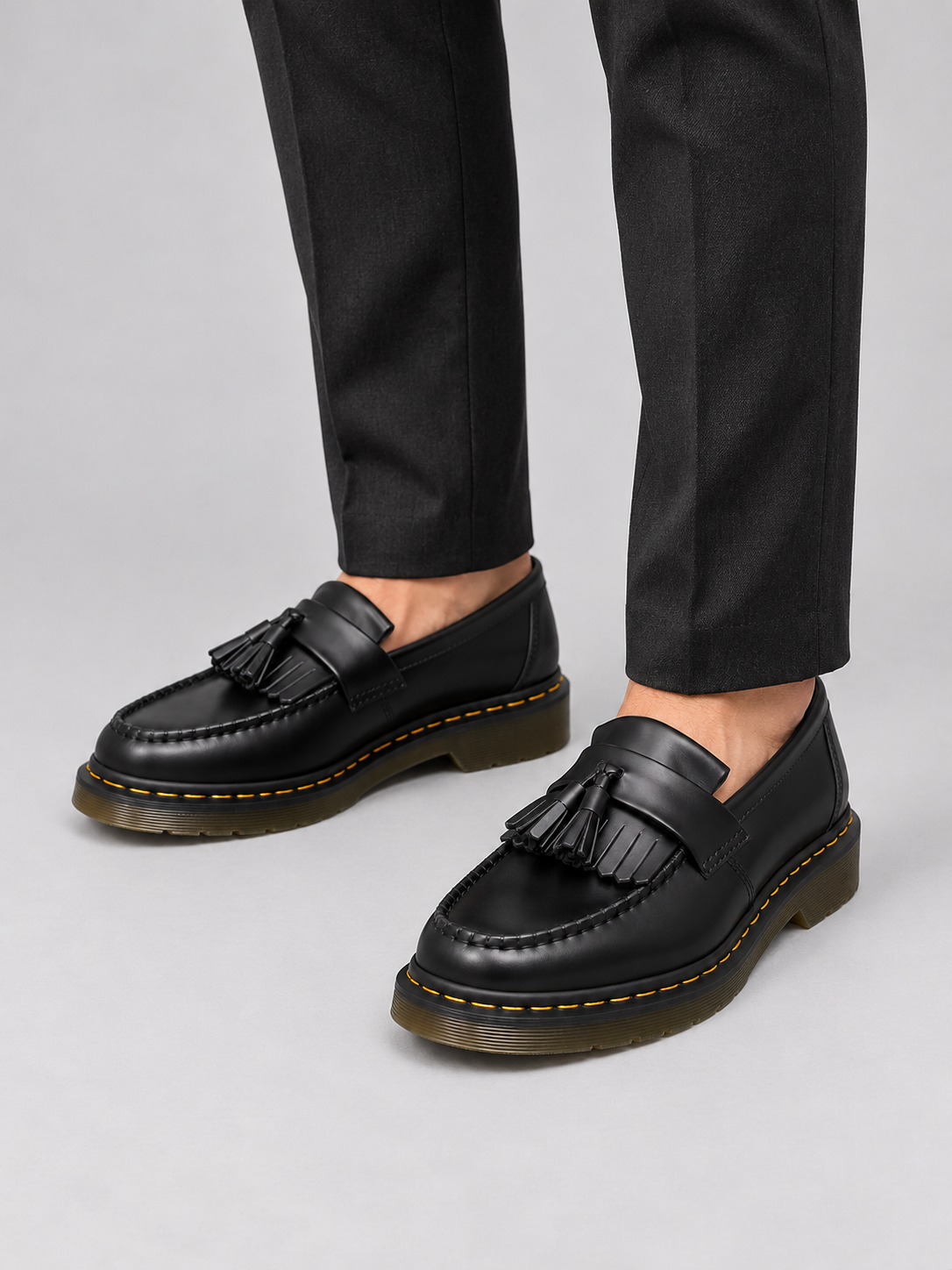 Men’s Leather Tassel Loafers – Smart Casual Slip-On Shoes — model-worn studio view