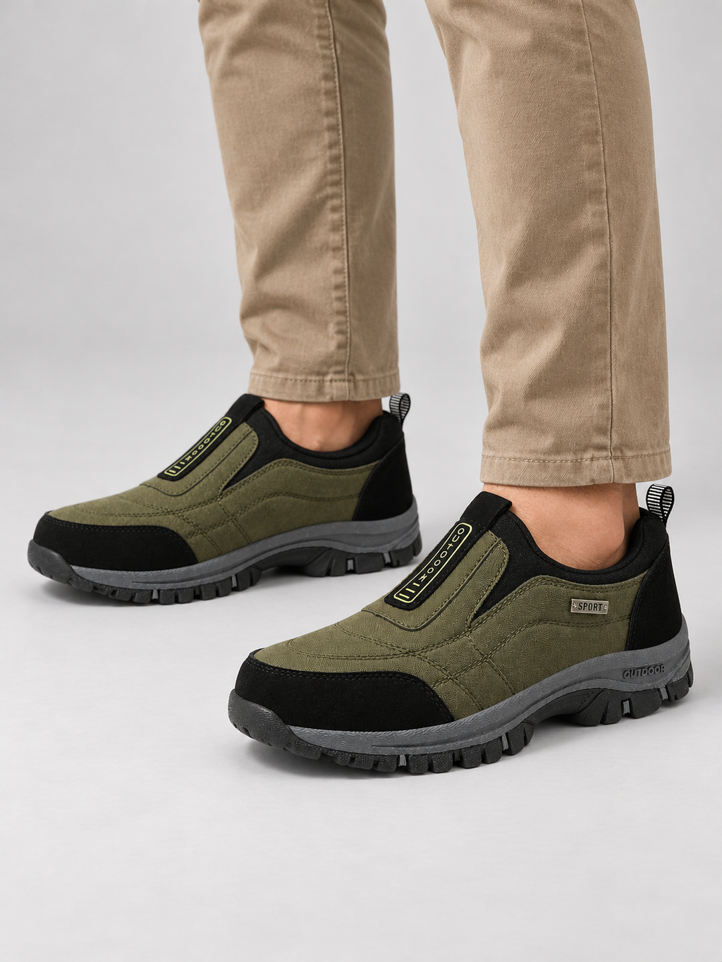 Men’s Comfort Slip-On Walking Shoes – Durable Outdoor Style — model-worn studio view