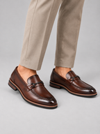 Men’s Leather Loafers – Polished Slip-On Dress Shoes — model-worn studio view