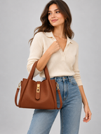 Women’s Leather Tote Bag – Everyday Crossbody — model-worn studio view