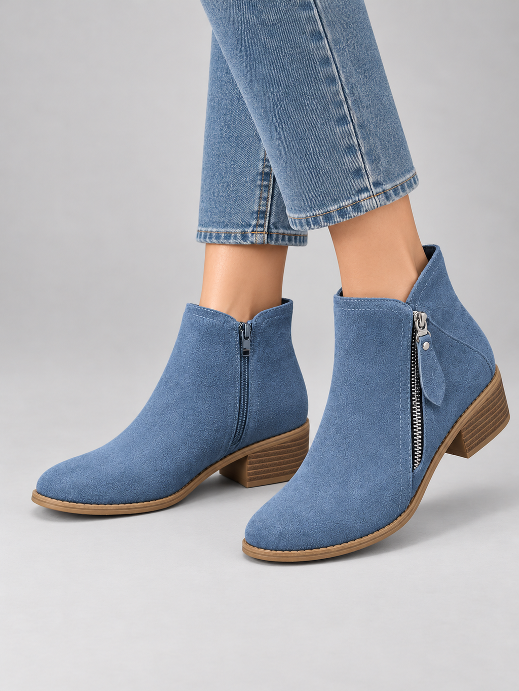 Women’s Suede Look Ankle Boots — model-worn studio view