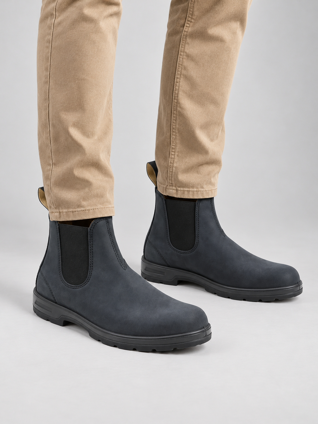 Men’s All-Day Comfort Chelsea Boots – Leather Look — model-worn studio view