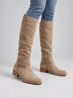 Women’s Knee High Suede Look Boots — model-worn studio view