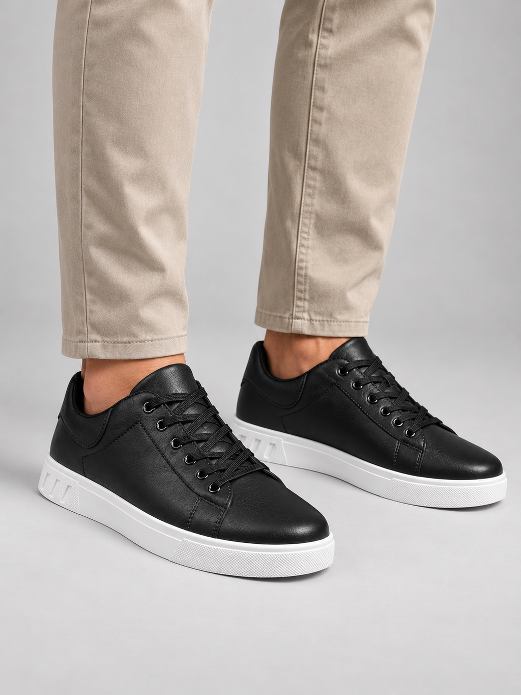 Men's Smart Casual Leather Trainers – Comfortable Everyday Sneakers — model-worn studio view